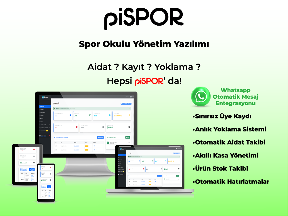 piSPOR Spor Okulu Yönetim Yazılımı